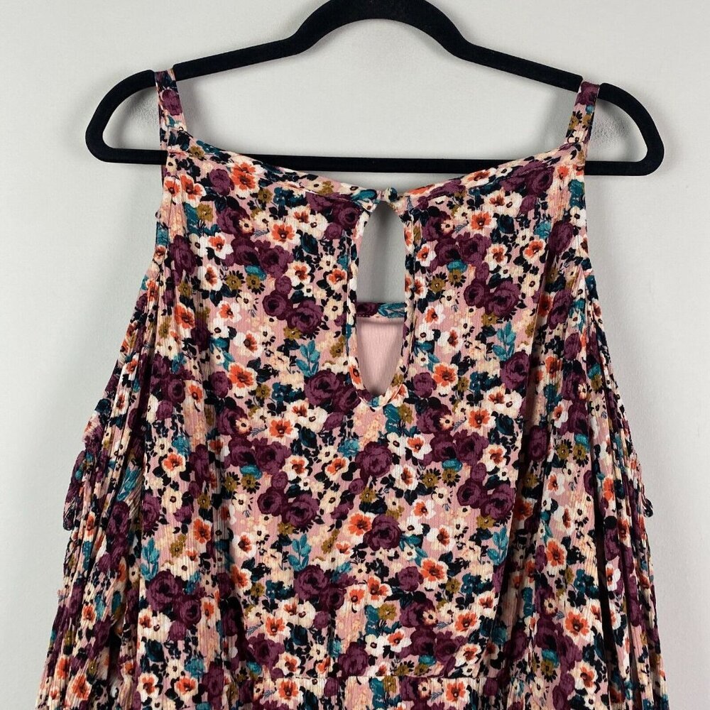 Torrid Mini Gauze Cold Shoulder Skater Dress Size 4X Floral Pockets Long Sleeve - Picture 9 of 13